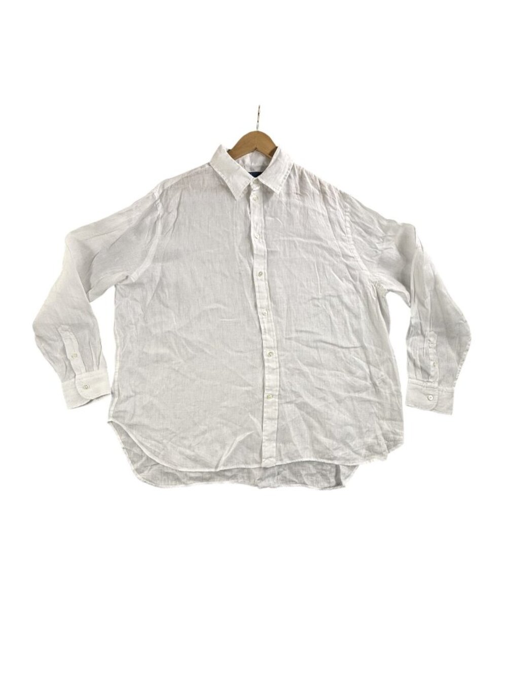 Polo Ralph Lauren Shirt Mens Large White Linen Button Up Long Sleeve Oversize